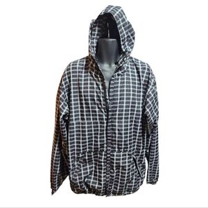 Red Dragon Apparel, Men's Full Zip, Plaid, Hooded Windbreaker - Black/Red/White